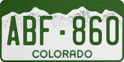 CO license plate ABF860