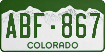 CO license plate ABF867