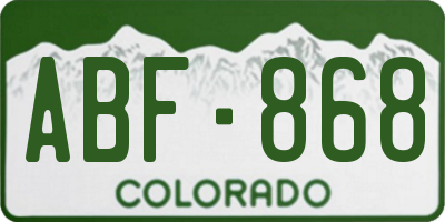 CO license plate ABF868