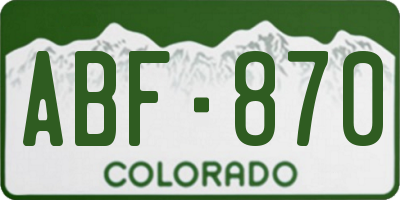 CO license plate ABF870