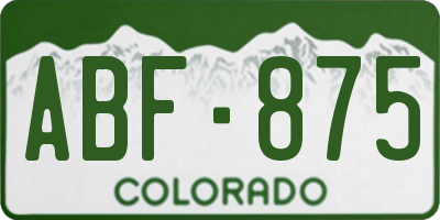 CO license plate ABF875