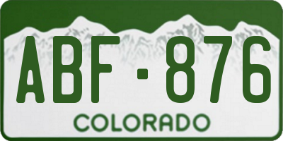 CO license plate ABF876