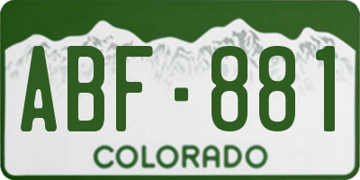 CO license plate ABF881