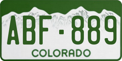 CO license plate ABF889