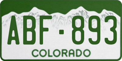 CO license plate ABF893