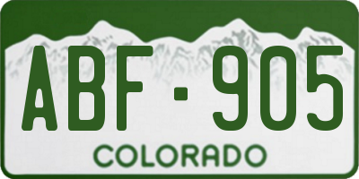 CO license plate ABF905