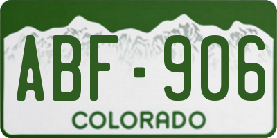 CO license plate ABF906