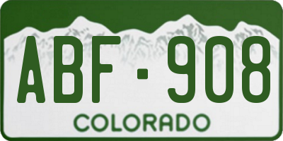 CO license plate ABF908