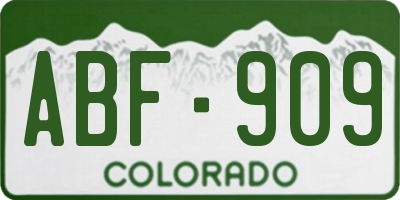 CO license plate ABF909