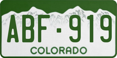 CO license plate ABF919