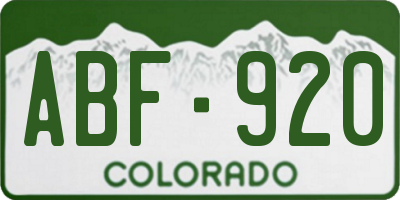 CO license plate ABF920