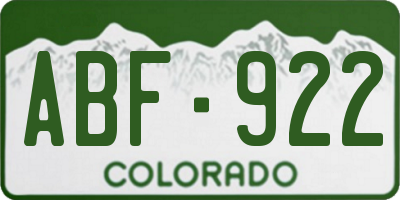 CO license plate ABF922