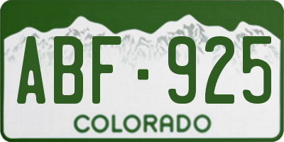 CO license plate ABF925