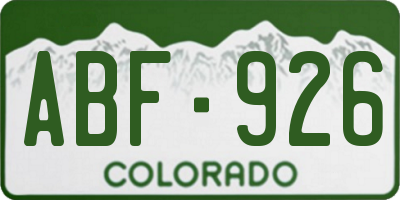 CO license plate ABF926