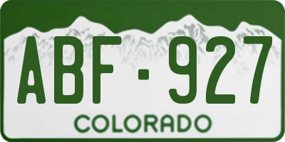 CO license plate ABF927