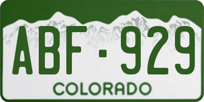 CO license plate ABF929