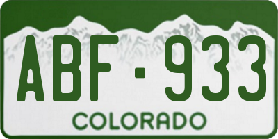 CO license plate ABF933