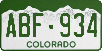 CO license plate ABF934