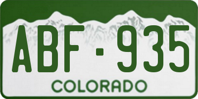 CO license plate ABF935