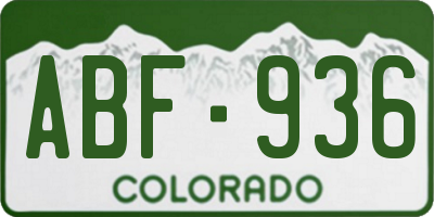 CO license plate ABF936