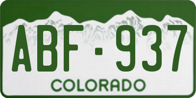 CO license plate ABF937