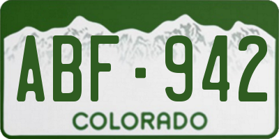 CO license plate ABF942