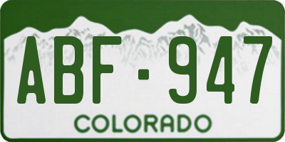 CO license plate ABF947