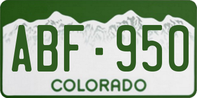 CO license plate ABF950