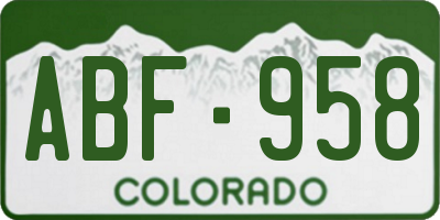 CO license plate ABF958