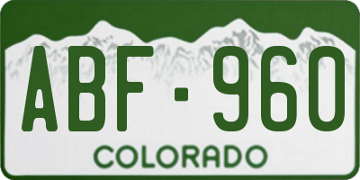 CO license plate ABF960