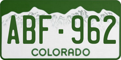 CO license plate ABF962