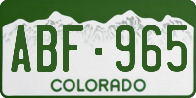 CO license plate ABF965