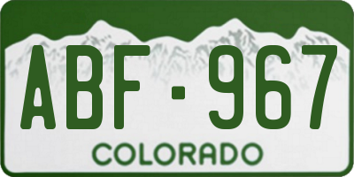 CO license plate ABF967