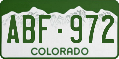 CO license plate ABF972