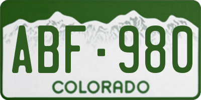 CO license plate ABF980
