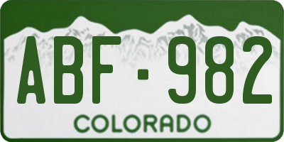 CO license plate ABF982