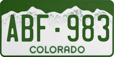 CO license plate ABF983