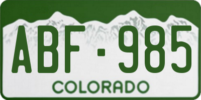 CO license plate ABF985