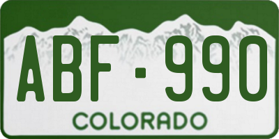 CO license plate ABF990