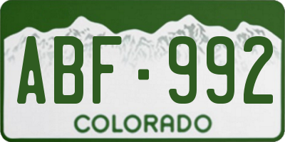 CO license plate ABF992