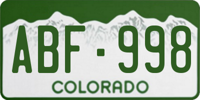 CO license plate ABF998