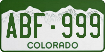 CO license plate ABF999