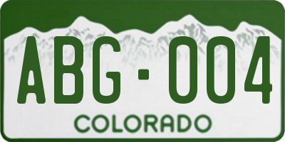 CO license plate ABG004