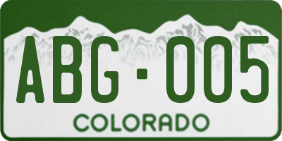 CO license plate ABG005