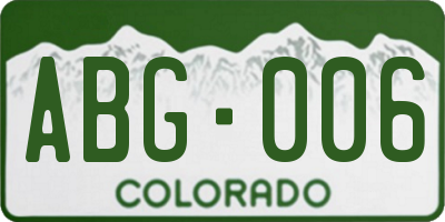 CO license plate ABG006