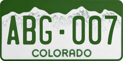 CO license plate ABG007