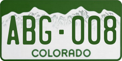 CO license plate ABG008