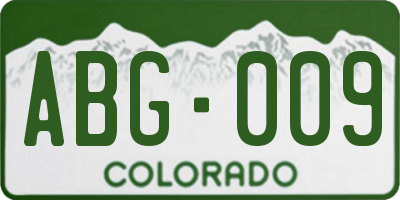 CO license plate ABG009