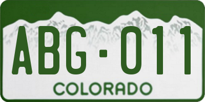 CO license plate ABG011