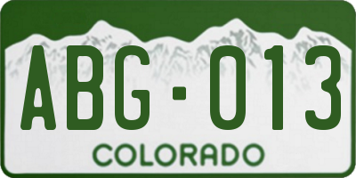 CO license plate ABG013